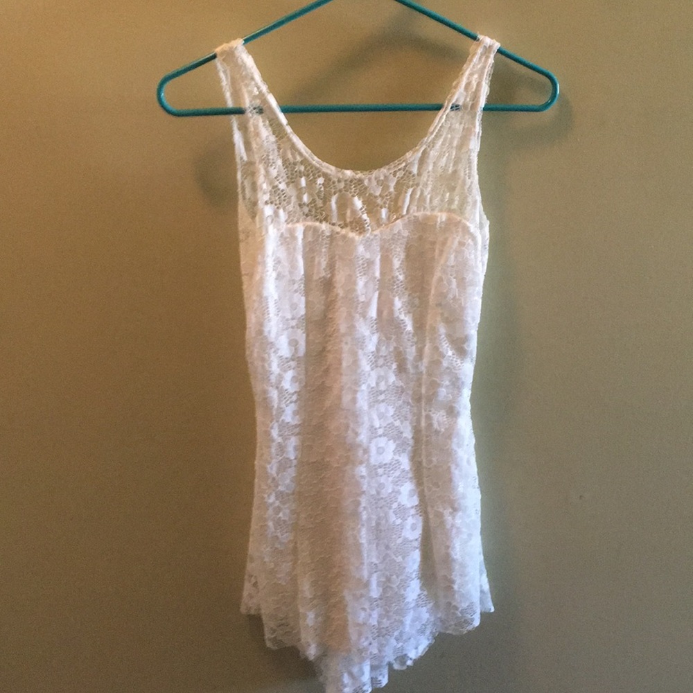 White Lace Tank Top - Women's Sleeveless Lace Camisole